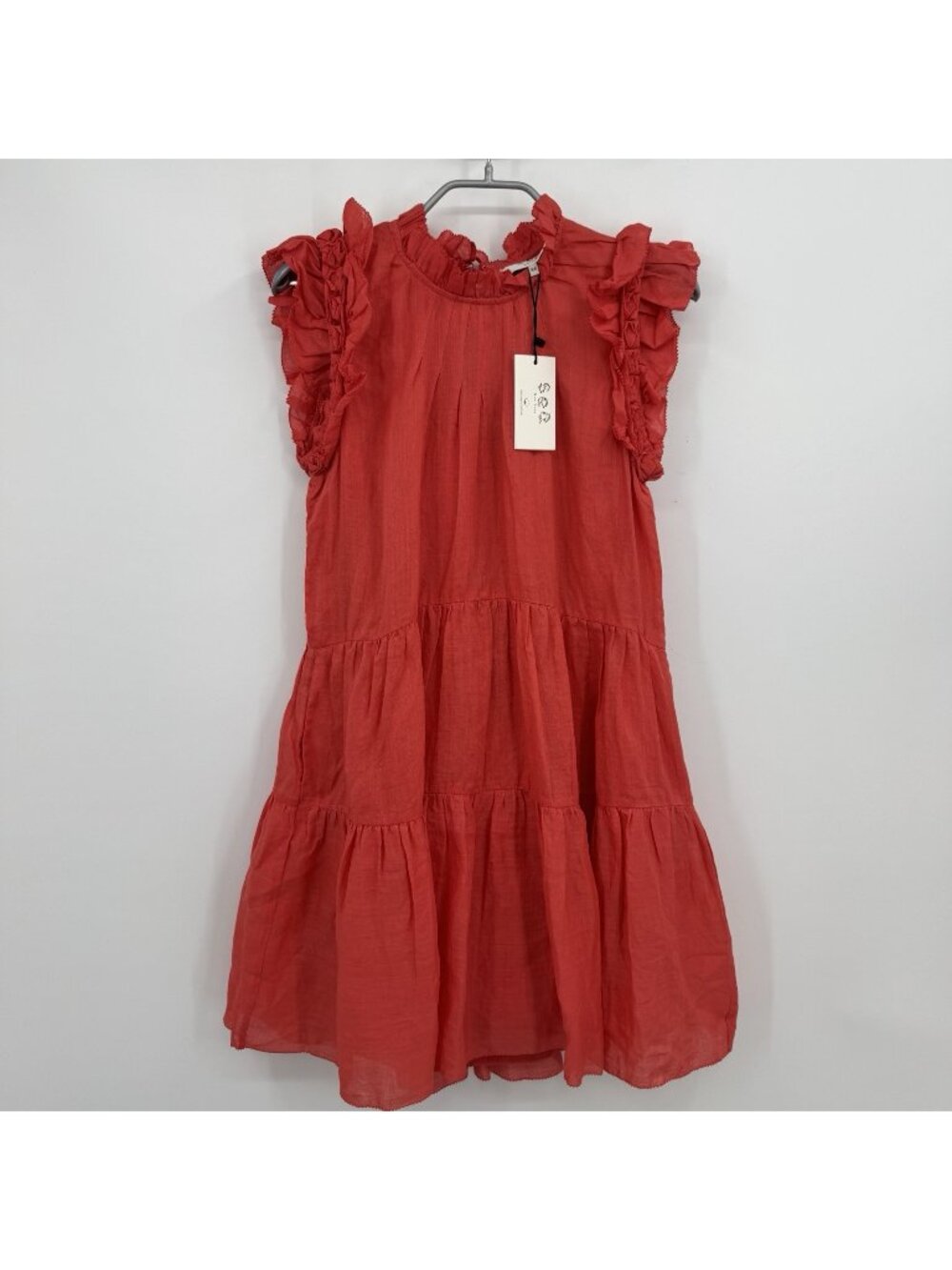Sea New York Ramie Waverly High Neck Ruffle Tunic Dress size XS Tiered Babydoll